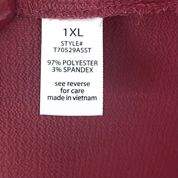 Active USA Cranberry Red V Neck Flutter Sleeve Top Sz 1X - Picture 6 of 8